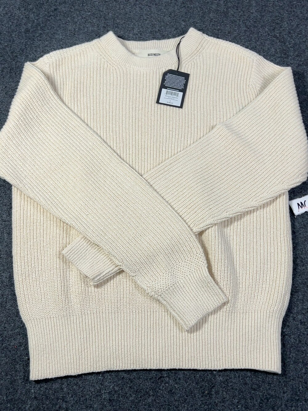 Buck Mason Seafarer Cotton Rib Crew Sand Dollar Sweater Small NWT Msrp188 [MC1]